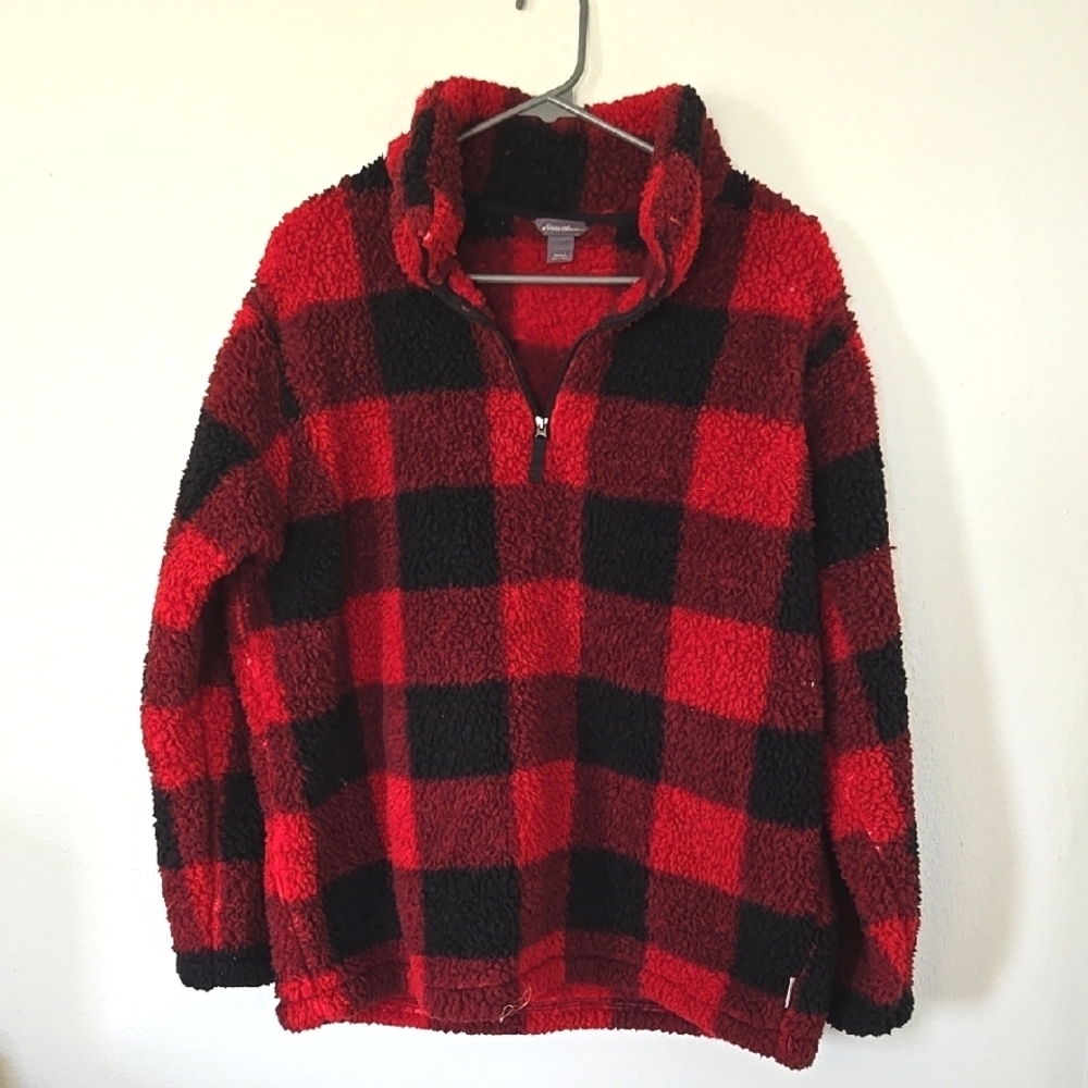 Eddie Bauer Buffalo Plaid Fuzzy Jacket Size Large